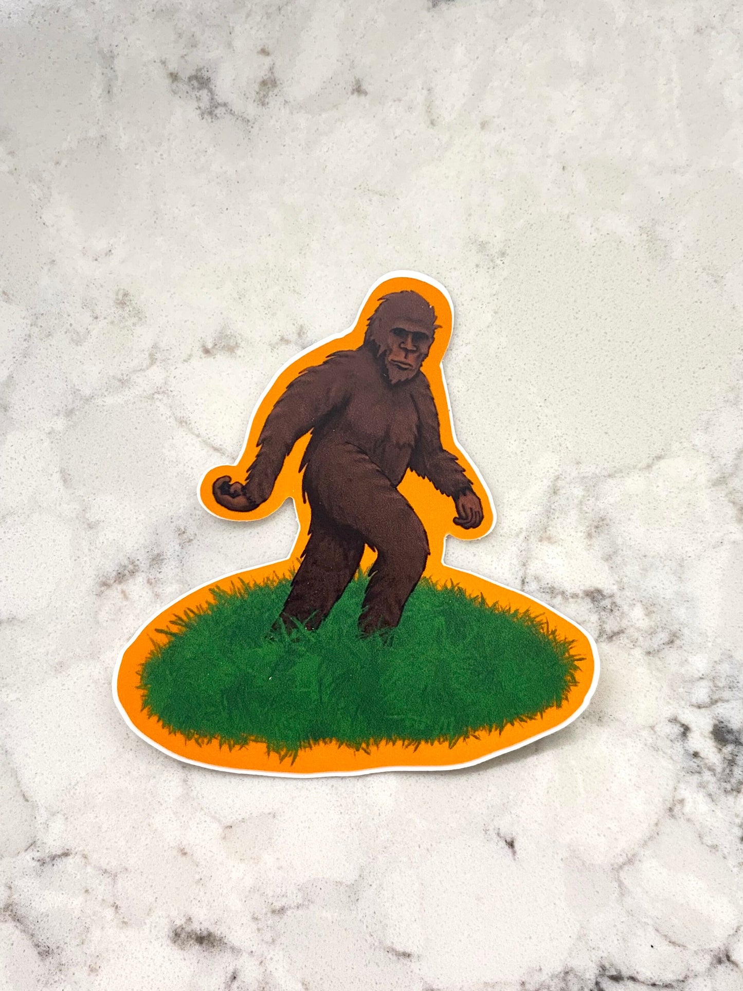 3” Magnet Vinyl Cryptid Cryptozoology Bigfoot Sasquatch Orange