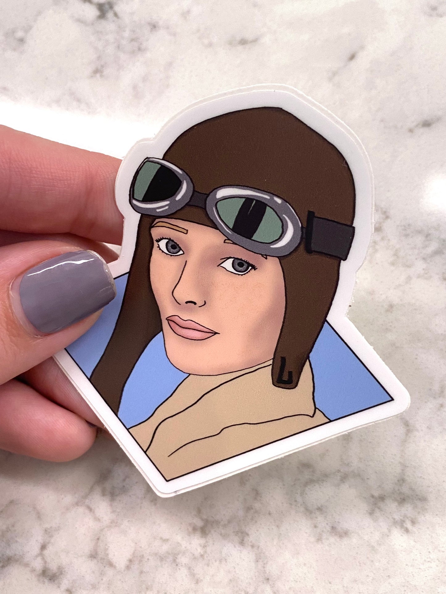 3” Vinyl Sticker Amelia Earhart Pilot Inspiring Woman