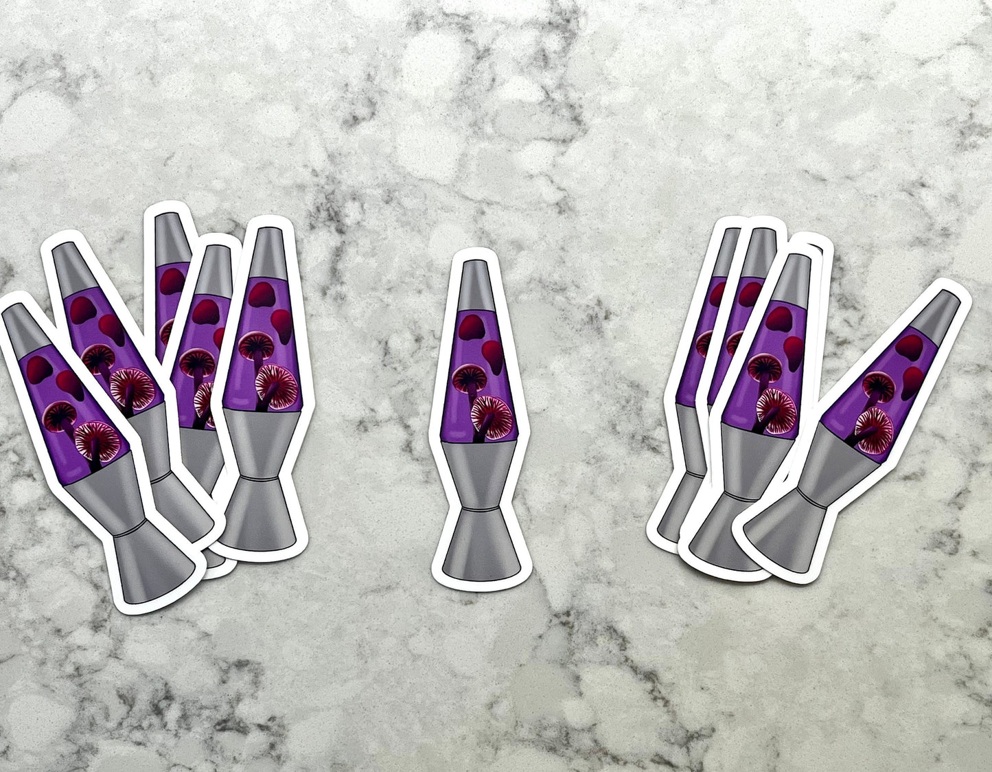 3” Waterproof Sticker Purple Lava Lamp Mushrooms Colorful Fungus Fungi Digital Drawing Stickers for Water Bottles Laptop Kindle