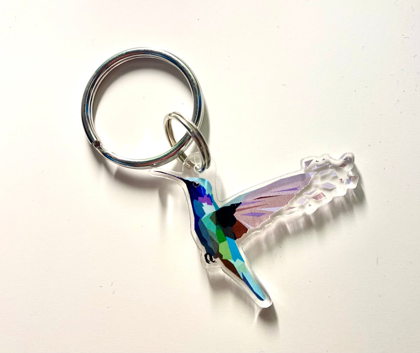 Hummingbird Low Poly Geometric Digital Painting 2” Illustration Keychain