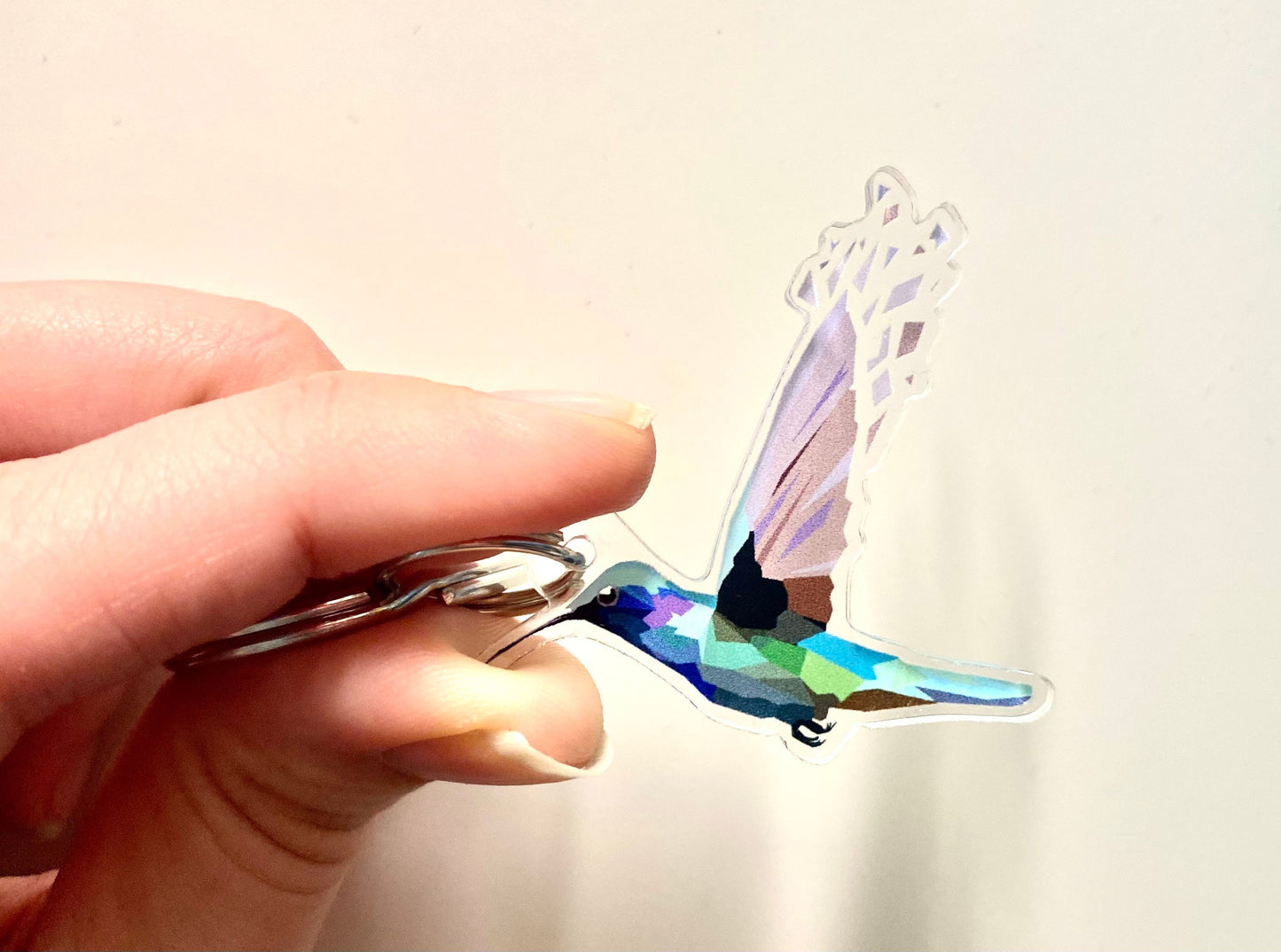 Hummingbird Low Poly Geometric Digital Painting 2” Illustration Keychain