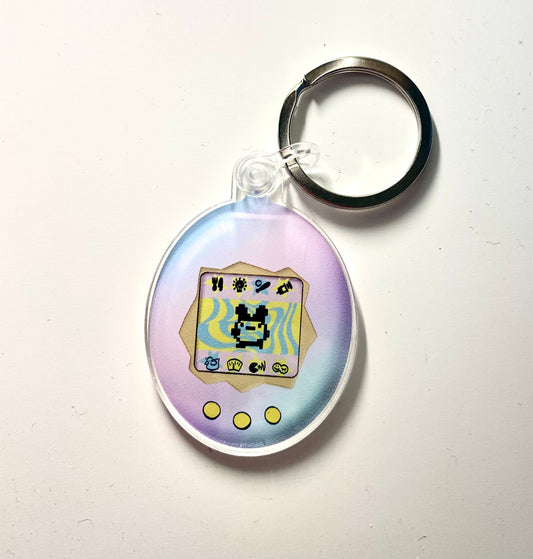 90’s Tamagotchi Digital Painting 2” Illustration Keychain