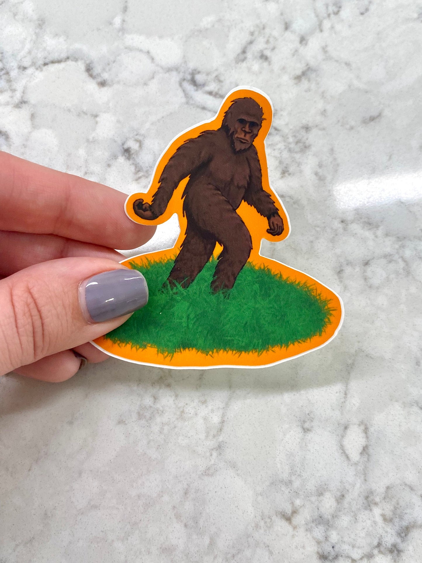 3” Sticker Vinyl, Cryptid Cryptozoology Bigfoot Sasquatch Orange, Gifts for Bigfoot Lovers, Waterproof Stickers, Stickers for Water Bottle