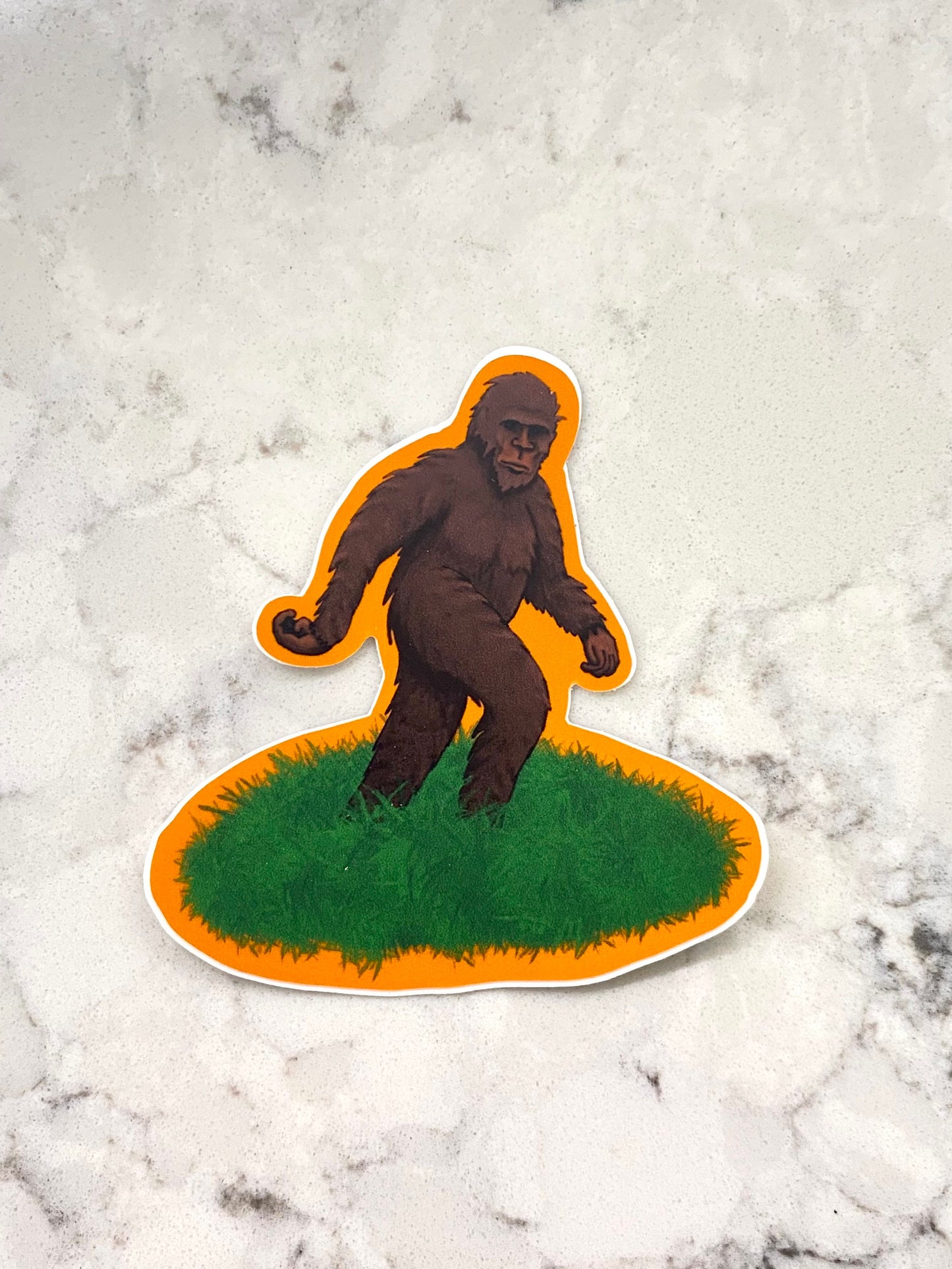 3” Sticker Vinyl, Cryptid Cryptozoology Bigfoot Sasquatch Orange, Gifts for Bigfoot Lovers, Waterproof Stickers, Stickers for Water Bottle