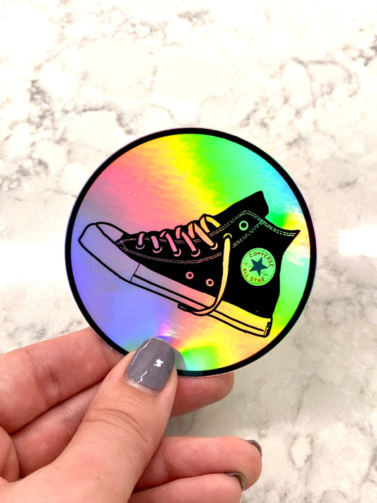 3” Vinyl Holographic Circle Sticker Hand Drawn Converse Sneaker Chucks