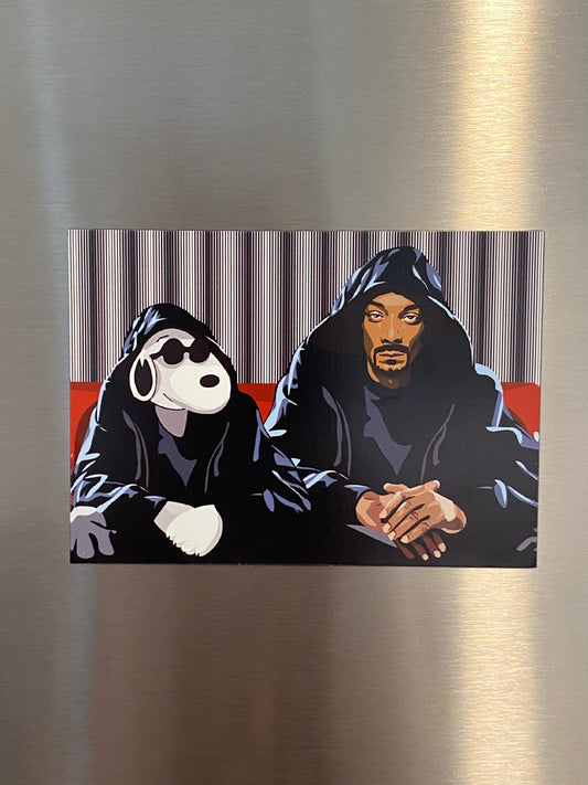 4” Magnet Snoop Dog and Snoopy Pun Funny Illustration