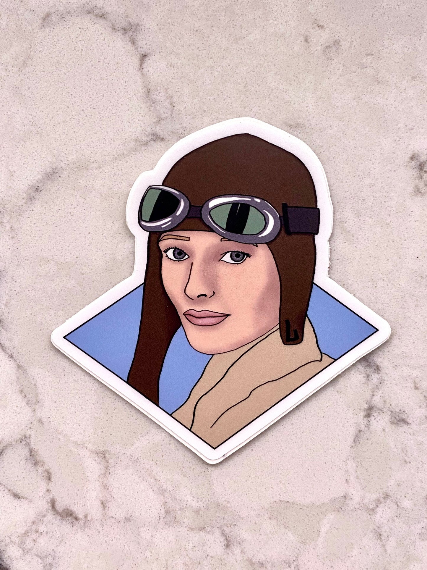 3” Vinyl Sticker Amelia Earhart Pilot Inspiring Woman