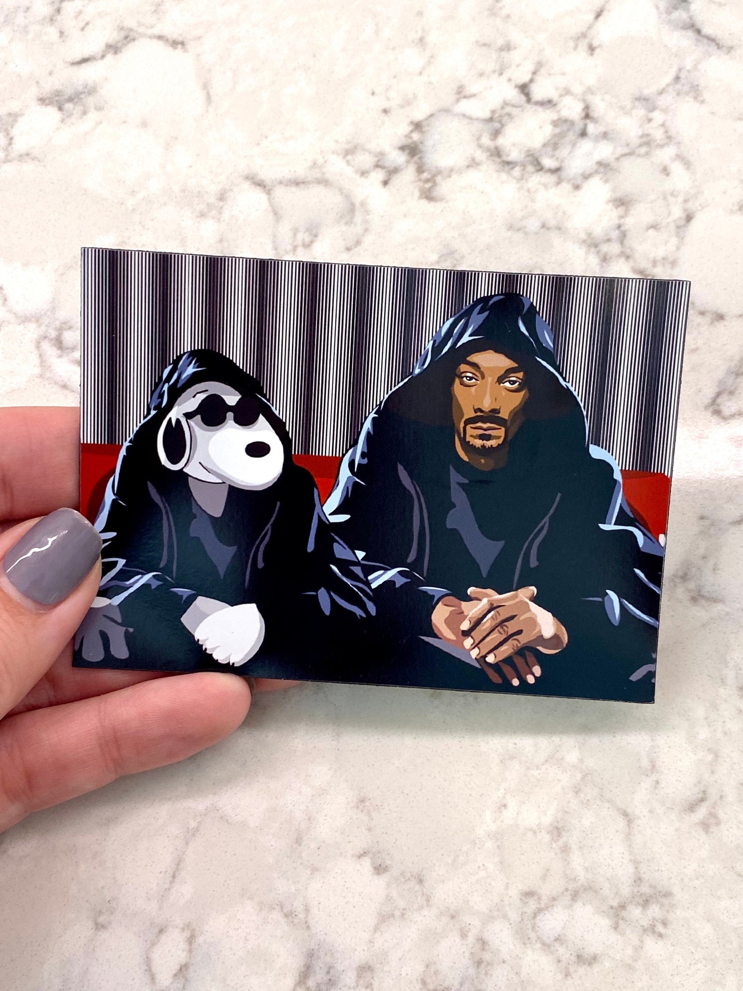 4” Magnet Snoop Dog and Snoopy Pun Funny Illustration