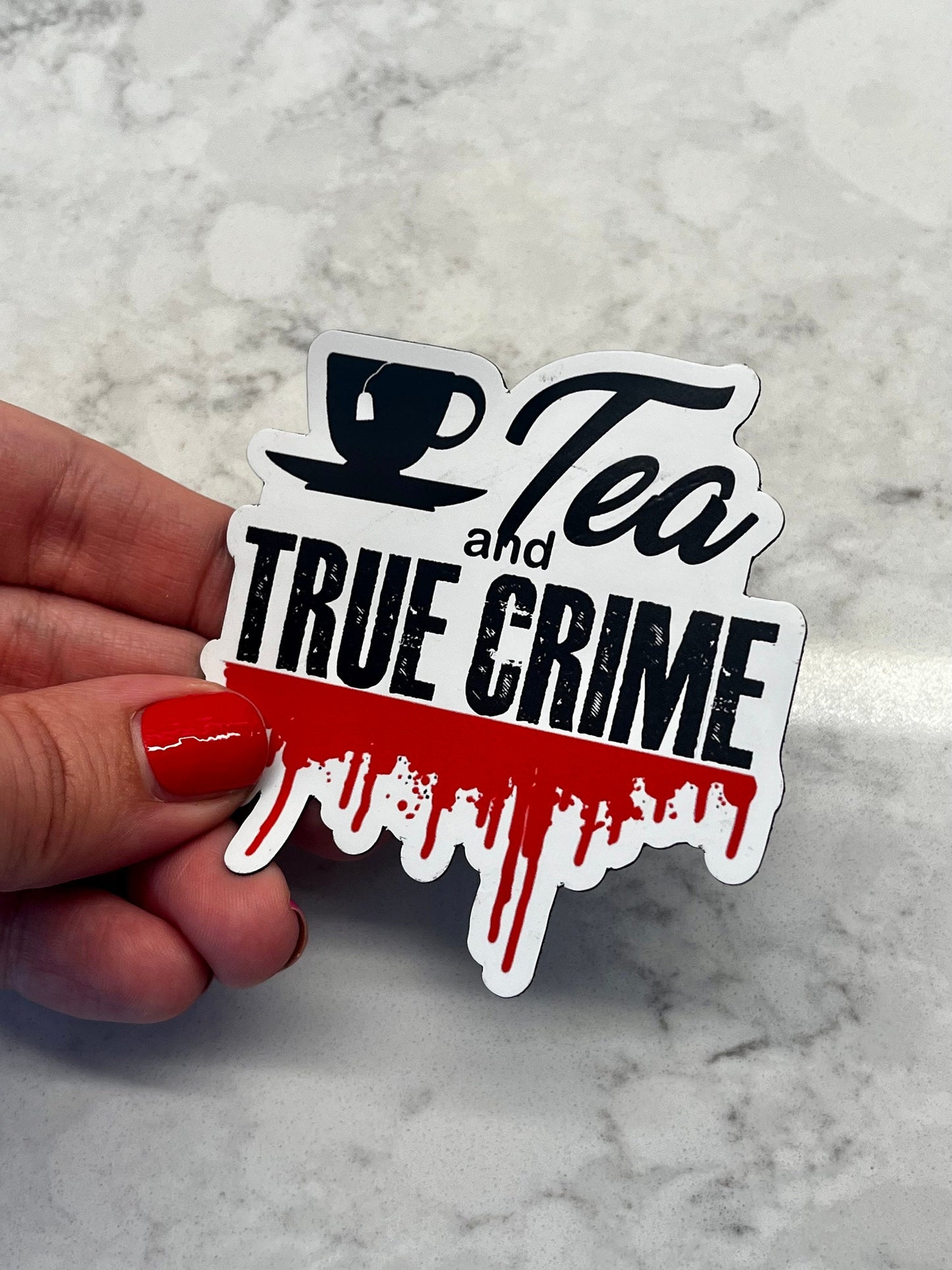 3” Magnet Tea and True Crime Illiteration Digital Drawing