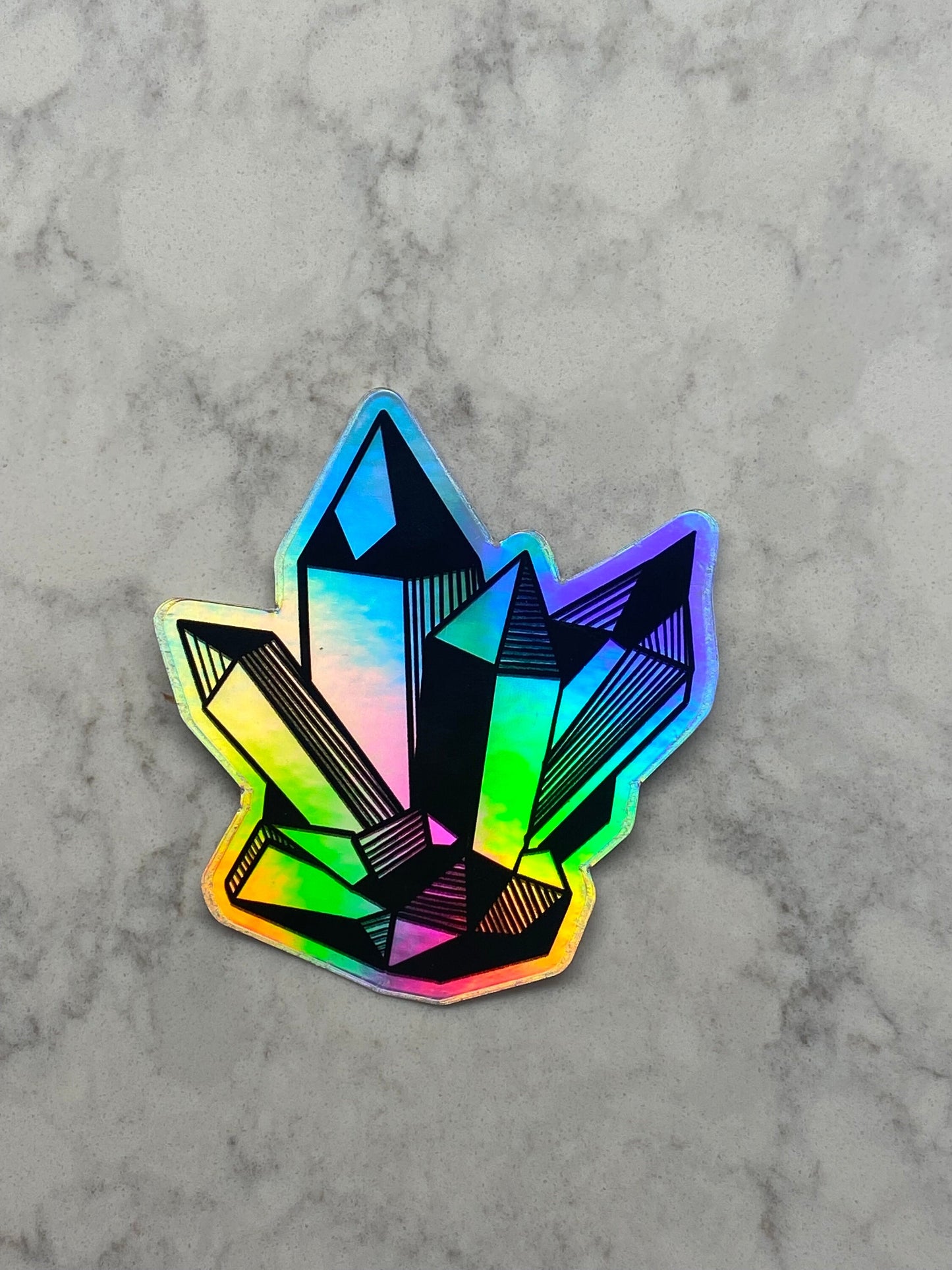 3” Vinyl Holographic Sticker Hand Drawn Crystals