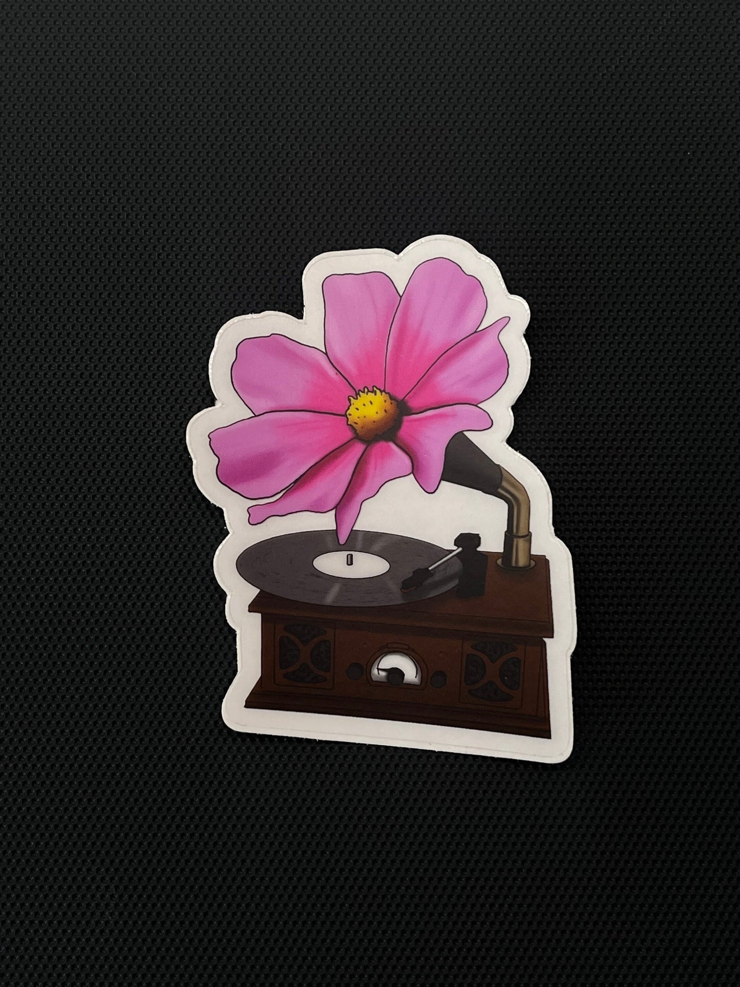 3” Vinyl Sticker Phonograph Record Player Flower