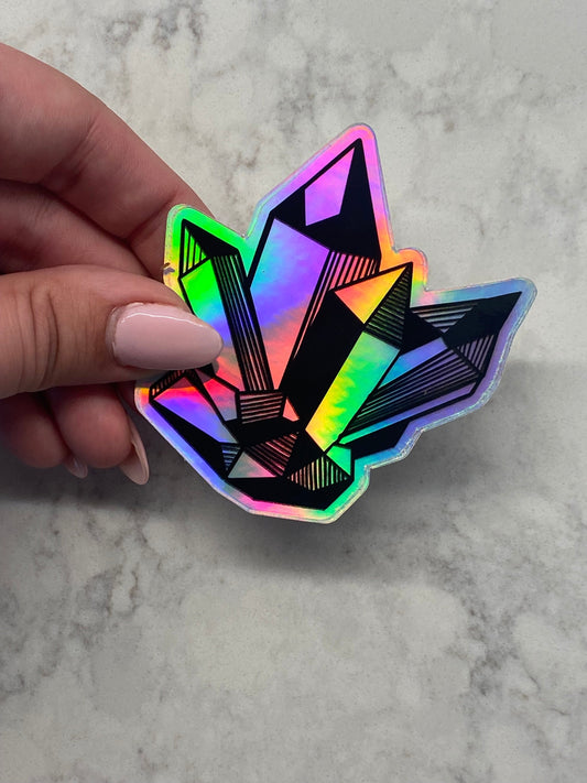 3” Vinyl Holographic Sticker Hand Drawn Crystals