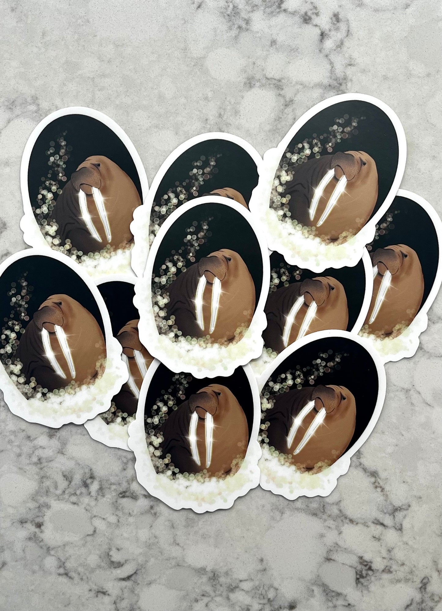 3” Waterproof Sticker Magical Fairy Walrus Sparkle Digital Drawing Stickers for Water Bottles Laptop Kindle