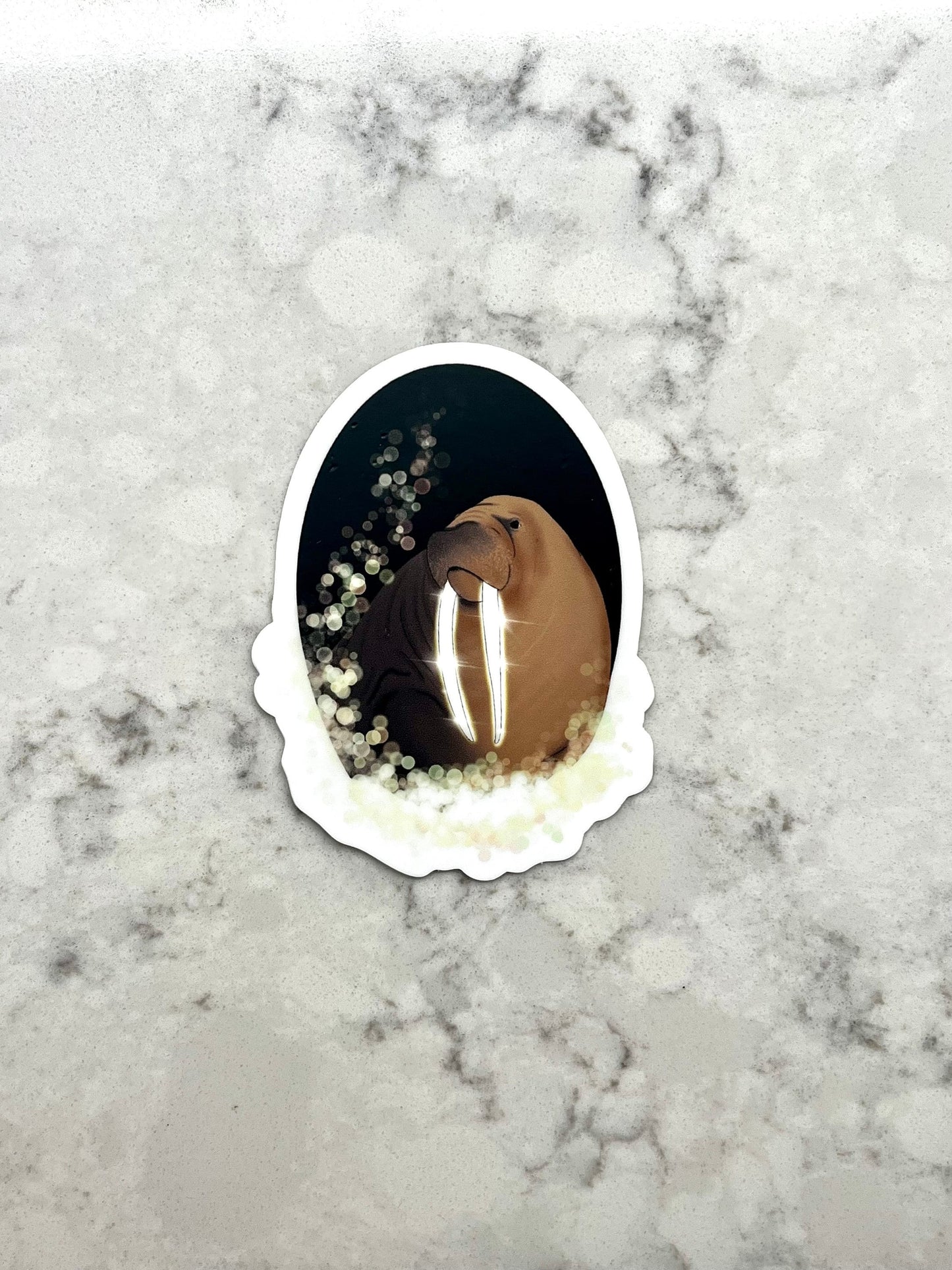 3” Waterproof Sticker Magical Fairy Walrus Sparkle Digital Drawing Stickers for Water Bottles Laptop Kindle