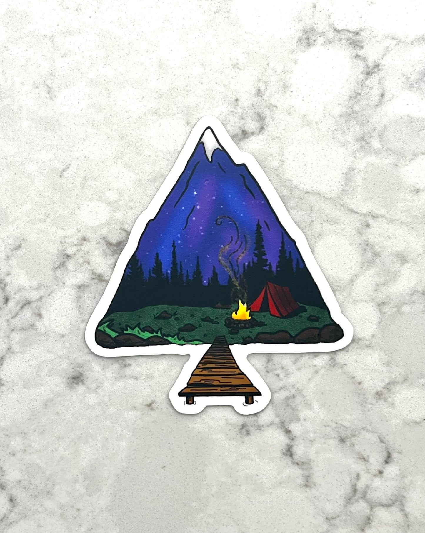 3” Waterproof Sticker Campsite Camping Campfire Tent Nighttime Digital Drawing Stickers for Water Bottles Laptop Kindle