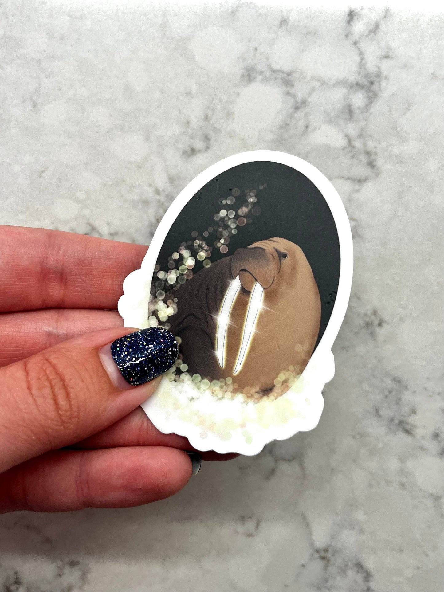 3” Waterproof Sticker Magical Fairy Walrus Sparkle Digital Drawing Stickers for Water Bottles Laptop Kindle