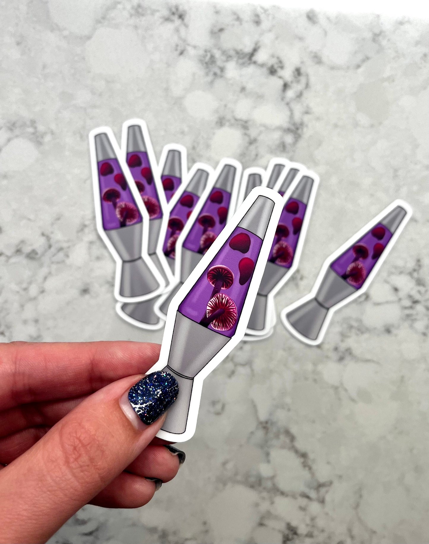 3” Waterproof Sticker Purple Lava Lamp Mushrooms Colorful Fungus Fungi Digital Drawing Stickers for Water Bottles Laptop Kindle