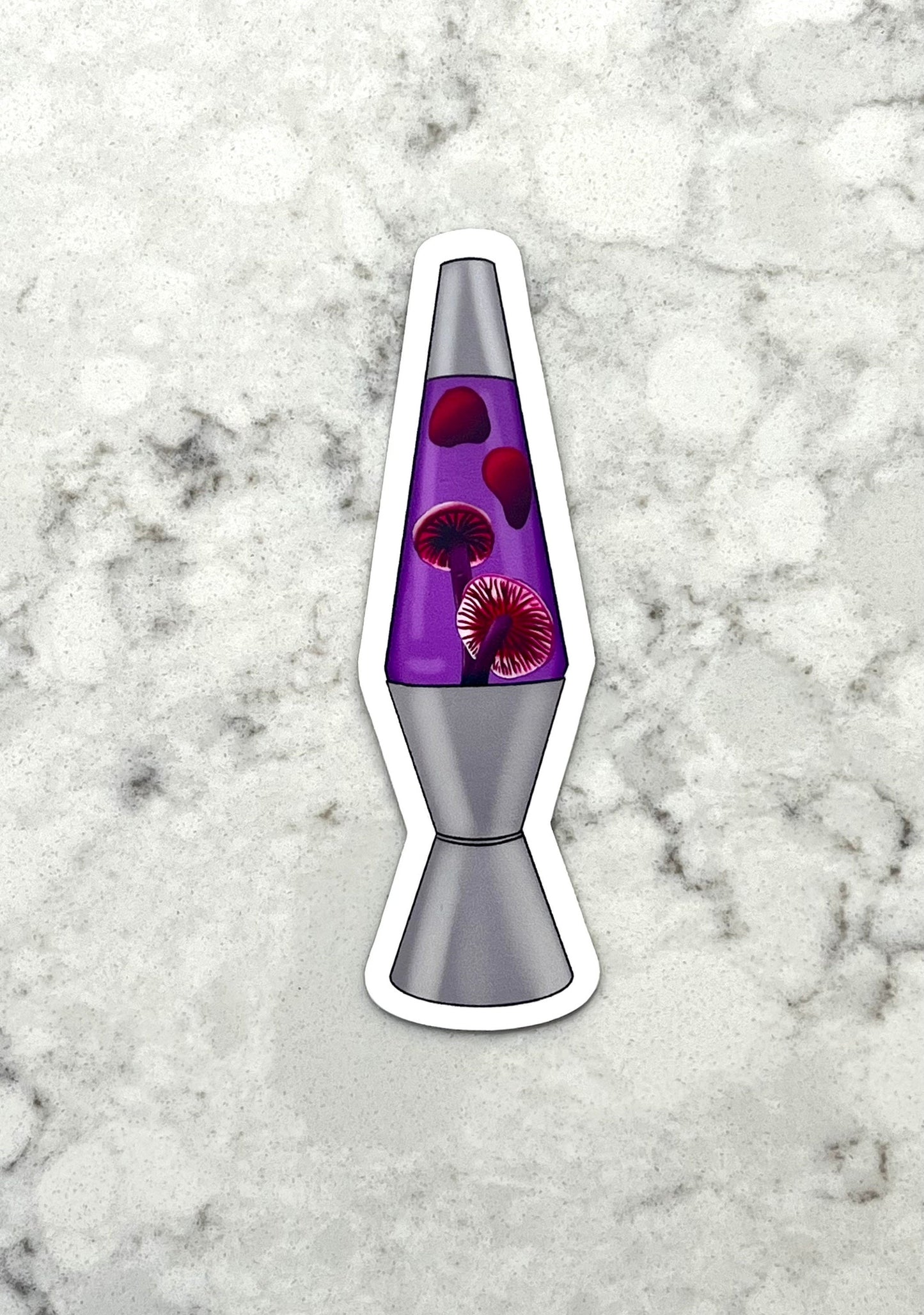3” Waterproof Sticker Purple Lava Lamp Mushrooms Colorful Fungus Fungi Digital Drawing Stickers for Water Bottles Laptop Kindle